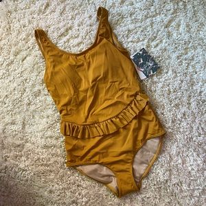 Kortni Jeane Skirted Ribbed One Piece in Mustard